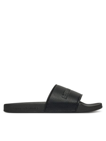 Armani Exchange Klapki XUP017 XV795 00002 Czarny. Czarne klapki męskie Armani Exchange, bez wzorów, ze skóry, bez zapięcia. Za 259.99 zł.