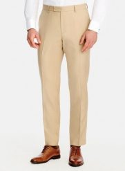 PAKO LORENTE - Beżowe spodnie garniturowe z wełny. Brązowe garnitury męskie Pako Lorente, m, bez wzorów, z wełny, młodzieżowe. Za 799.99 zł.