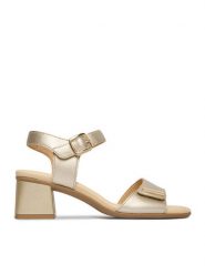 Remonte Sandały CEO-D1K54-90 Złoty. Żółte sandały damskie Remonte, bez wzorów, ze skóry, bez obcasa, na słupku, bez zapięcia. Za 379.99 zł.