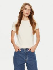 Guess T-Shirt V4BI04 KCBF1 Écru Slim Fit. T-shirty damskie Guess, xl, z aplikacjami, z bawełny, bez kołnierzyka, bez ramiączek. Za 89.99 zł.