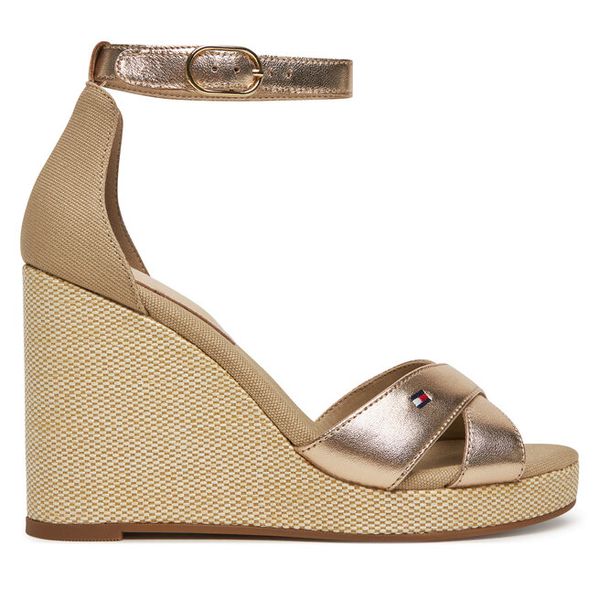 Sandały Tommy Hilfiger. Żółte sandały damskie Tommy Hilfiger, bez wzorów, bez obcasa, na koturnie, bez zapięcia. Za 239.99 zł.