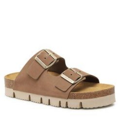 Klapki Dr. Brinkmann. Brązowe klapki damskie Dr. Brinkmann, bez wzorów, bez obcasa, bez zapięcia. Za 239.99 zł.