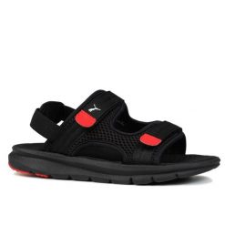 Sandały sportowe Puma EVOLVE SANDAL JR. Czarne sandały damskie Puma, bez wzorów, z materiału, bez obcasa, bez zapięcia. Za 129.00 zł.