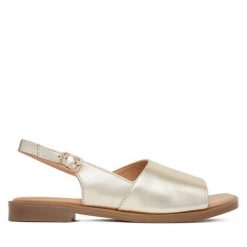 Sandały Lasocki. Żółte sandały damskie Lasocki, bez wzorów, bez obcasa, na płaskiej podeszwie, bez zapięcia. Za 149.99 zł.