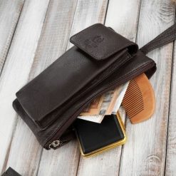 Paolo Peruzzi Saszetka męska skórzana do ręki brązowa T-90-BR. Brązowe saszetki i nerki męskie Paolo Peruzzi, bez wzorów. Za 155.19 zł.