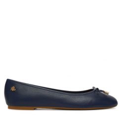 Baleriny LAUREN RALPH LAUREN. Niebieskie balerinki damskie Lauren Ralph Lauren, bez wzorów, bez obcasa, bez zapięcia. Za 469.99 zł.
