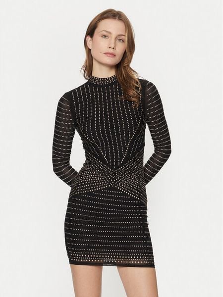 Marciano Guess Sukienka koktajlowa 5RGK30 6218A Czarny Regular Fit. Czarne sukienki damskie Marciano Guess, z aplikacjami, z syntetyku, wizytowe, bez kołnierzyka, bez ramiączek. Za 859.99 zł.