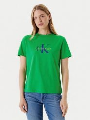 Calvin Klein Jeans T-Shirt Hero Classic LV047B865G Zielony Regular Fit. Zielone t-shirty damskie Calvin Klein Jeans, l, bez wzorów, z bawełny, bez kołnierzyka, bez ramiączek. Za 159.99 zł.