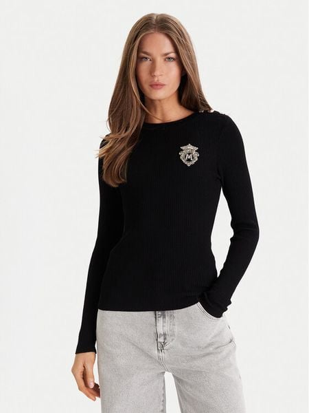 Morgan Sweter 252-MRAYU Czarny Slim Fit. Czarne swetry nierozpinane damskie Morgan, xl, bez wzorów, z syntetyku, bez kołnierzyka, bez ramiączek. Za 249.99 zł.