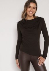 Brązowa Asymetryczna Bluzka z Długim Rękawem i Usztywnionymi Ramionami Tusallea. Brązowe bluzki damskie Born2be, m, bez wzorów, z jeansu, biznesowe, z asymetrycznym kołnierzem, bez ramiączek. Za 89.99 zł.