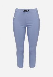 Niebieskie Spodnie z Nogawkami 7/8 i Kieszeniami Gavotta. Niebieskie spodnie materiałowe damskie Born2be, bez wzorów, z jeansu, eleganckie, plus size. Za 69.99 zł.