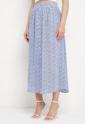 Niebieska Wiskozowa Spódnica Midi Rozkloszowana z Guzikami w Kwiatowy Print Leannani. Niebieskie spódnice damskie Born2be, na lato, l, bez wzorów, z wiskozy, midi, rozkloszowane. Za 59.99 zł.