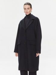 Tommy Hilfiger Płaszcz wełniany WW0WW39756 Granatowy Regular Fit. Niebieskie płaszcze damskie Tommy Hilfiger, na zimę, bez wzorów, z syntetyku, bez kołnierzyka, bez kaptura. Za 1,799.00 zł.