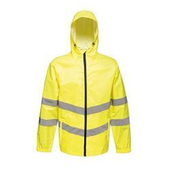Kurtka Odblaskowa Unisex Dla Dorosłych HiVis Łatwe Pakowanie. Żółte kurtki męskie Regatta, xl, bez wzorów, z materiału, wakacyjne, z kapturem. Za 150.99 zł.