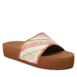 Klapki Rip Curl. Brązowe klapki damskie Rip Curl, bez wzorów, sportowe, bez obcasa, bez zapięcia. Za 299.99 zł.