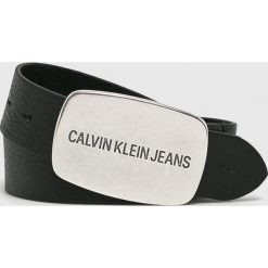 Calvin Klein Jeans - Pasek skórzany. Czarne paski męskie Calvin Klein Jeans, z jeansu. W wyprzedaży za 199.90 zł.