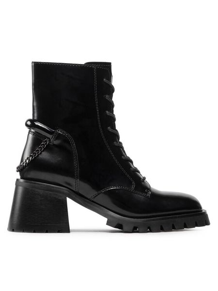 Rage Age Botki RA-18-06-000434 Czarny. Czarne botki damskie Rage Age, bez wzorów, z lakierowanej skóry, bez obcasa, na słupku, bez zapięcia. Za 619.99 zł.