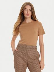 Tommy Hilfiger T-Shirt New Cody WW0WW40587 Beżowy Slim Fit. Brązowe t-shirty damskie Tommy Hilfiger, l, bez wzorów, z bawełny, bez kołnierzyka, bez ramiączek. Za 219.99 zł.