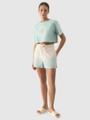 4F Spodenki dresowe damskie - miętowe XXL. Zielone szorty damskie 4F, bez wzorów, z bawełny, retro. W wyprzedaży za 39.99 zł.