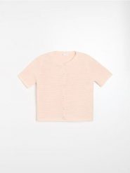 Kardigan z ozdobnymi guzikami - różowy. Czerwone kardigany damskie Sinsay, l, bez wzorów, bez kołnierzyka. Za 59.99 zł.