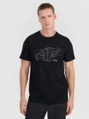 4F T-shirt regular z nadrukiem męski - czarny XXL. Czarne koszulki sportowe męskie 4F, m, bez wzorów, z bawełny, bez ramiączek. Za 59.99 zł.