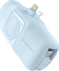 Mini powerbank Wozinsky WF16-YLS 5000mAh 15W Lightning z wbudowanym kablem USB-C i ładowarką do Apple Watch - niebieski. Niebieskie powerbanki Wozinsky. Za 74.73 zł.