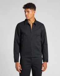 LEE WESTERN JACKET BLACK L89TQF01 112141027. Czarne płaszcze męskie Lee, l, bez wzorów, bez kołnierzyka, bez kaptura. Za 209.99 zł.