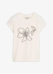 T-shirt z mieszanki bawełny. Białe t-shirty damskie bonprix, bez wzorów, z bawełny, bez kołnierzyka, bez ramiączek. Za 59.99 zł.