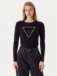 Guess Sweter W5YR23 Z2NQ2 Czarny Regular Fit. Czarne swetry nierozpinane damskie Guess, xs, z aplikacjami, z wiskozy, bez kołnierzyka, bez ramiączek. Za 299.99 zł.