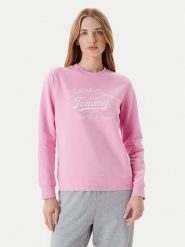 Tommy Jeans Bluza Essential DW0DW20942 Różowy Regular Fit. Czerwone bluzy damskie Tommy Jeans, s, bez wzorów, z bawełny, bez ramiączek, bez kaptura. Za 239.99 zł.