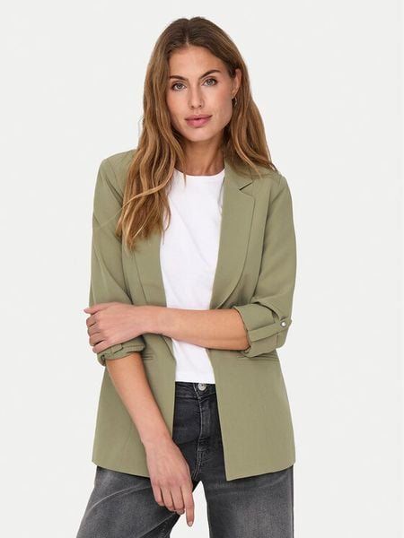 ONLY Marynarka Kayle 15218743 Zielony Regular Fit. Zielone marynarki i żakiety damskie ONLY, bez wzorów, z syntetyku, bez kołnierzyka, bez ramiączek. Za 99.99 zł.