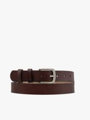Ciemnobrązowy pasek męski ze skóry licowej. Brązowe paski męskie Ryłko, ze skóry, eleganckie. Za 129.99 zł.