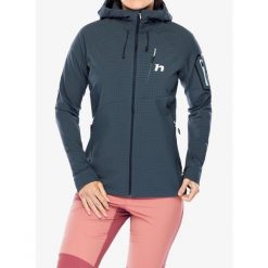 Kurtka softshell damska Hannah Arina Hoody. Niebieskie kurtki sportowe damskie Hannah, bez wzorów, z softshellu, bez ramiączek, bez kaptura, trekkingowe. Za 297.99 zł.