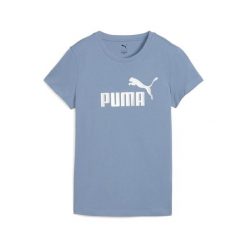 Damska koszulka z logo NO. 1 ESS METALLIC PUMA Cool Blue Metallic Silver. Niebieskie bluzki damskie Puma, bez wzorów, sportowe, bez kołnierzyka, bez ramiączek. Za 147.70 zł.
