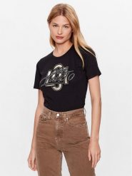 Liu Jo T-Shirt CF3320 JS003 Czarny Regular Fit. Czarne t-shirty damskie Liu Jo, bez wzorów, z bawełny, bez kołnierzyka, bez ramiączek. Za 539.99 zł.