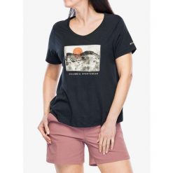 Koszulka z nadrukiem damska Columbia Ruby Springs Graphic Scoop Neck S/S. Czarne koszulki sportowe damskie Columbia, s, bez wzorów, bez ramiączek. Za 105.95 zł.