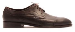 Ciemnobrązowe eleganckie buty męskie Modini T237. Brązowe buty wizytowe męskie Modini Moda Męska, bez wzorów, z materiału, bez obcasa, bez zapięcia. W wyprzedaży za 332.10 zł.