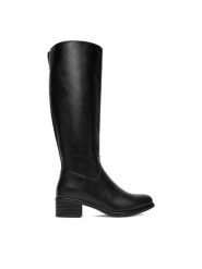 Clara Barson Kozaki CEO-WS6319-06 Czarny. Czarne kozaki damskie Clara Barson, bez wzorów, z materiału, bez obcasa, na słupku, bez zapięcia. Za 219.99 zł.