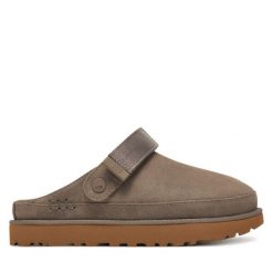 Klapki Ugg. Szare klapki damskie UGG, bez wzorów, bez obcasa, bez zapięcia. Za 539.99 zł.