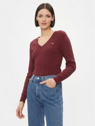 Gant Sweter 4800101 Bordowy Slim Fit. Czerwone swetry nierozpinane damskie GANT, xs, bez wzorów, z bawełny, bez kołnierzyka, bez ramiączek. Za 519.99 zł.