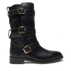 Botki TWINSET. Czarne botki damskie Twinset, bez wzorów, bez obcasa, na płaskiej podeszwie, bez zapięcia. Za 979.99 zł.