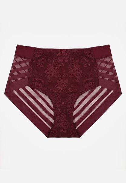 Bordowe Siateczkowe Majtki Figi High Waist z Koronkowymi Zdobieniami Heylih. Czerwone majtki damskie Renee, z koronki. Za 19.99 zł.