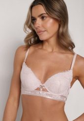 Jasnoróżowy Klasyczny Biustonosz Zdobiony Koronką i Aplikacją Metheis. Czerwone biustonosze Born2be, z aplikacjami, z koronki. Za 34.99 zł.