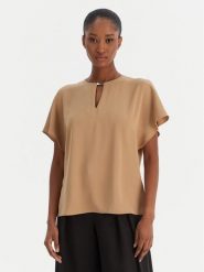 Calvin Klein Top Cdc Ss Hardware LV044E902G Brązowy Regular Fit. Brązowe topy damskie Calvin Klein, s, bez wzorów, z syntetyku, bez kołnierzyka, bez ramiączek. Za 329.99 zł.