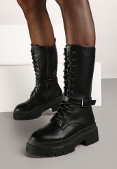 Czarne Botki Workery na Grubej Podeszwie Igorfa. Czarne botki damskie Born2be, bez wzorów, z jeansu, eleganckie, bez obcasa, na płaskiej podeszwie, bez zapięcia. Za 149.99 zł.