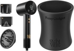 Suszarka SkinVibe SkinVibe Libra AirLoom (SV-002BK) + SkinVibe PonyGadget - Guma do włosów, czarna, XL (SV-006BK). Czarne suszarki do włosów SkinVibe. Za 498.00 zł.