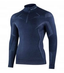 LS1610M Bluza męska z krótkim ekspresem EXTREME MERINO granatowy XXL. Niebieskie bluzy męskie Brubeck, m, bez wzorów, bez ramiączek, bez kaptura. Za 505.25 zł.