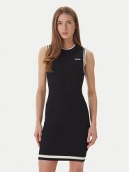 Guess Sukienka dzianinowa V6GK04 Z0648 Czarny Regular Fit. Czarne sukienki damskie Guess, xs, z aplikacjami, z dzianiny, bez kołnierzyka, bez ramiączek. Za 469.99 zł.