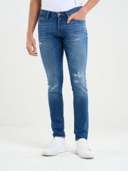 Jeansy męskie skinny z przetarciami niebieskie Deric 368. Niebieskie jeansy męskie BIG STAR, z denimu, eleganckie. W wyprzedaży za 249.99 zł.