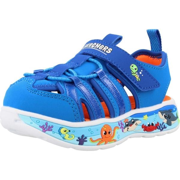 Sandały SKECHERS PLAY SCENE SPLASH Niebieski. Niebieskie sandały damskie Skechers, bez wzorów, z materiału, bez zapięcia. Za 290.00 zł.